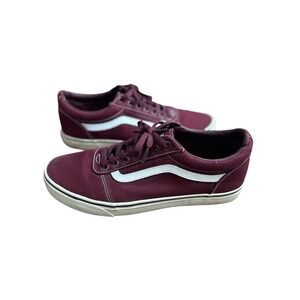 Vans Mens 12 Ward Low Sneakers Burgundy White Canvas Skate Shoes